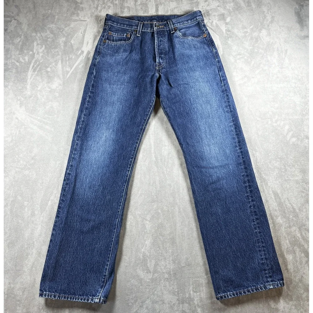 Levis 501 Original‎ Fit Mens Jeans 30x32 Blue Denim Button Fly Straight Leg
